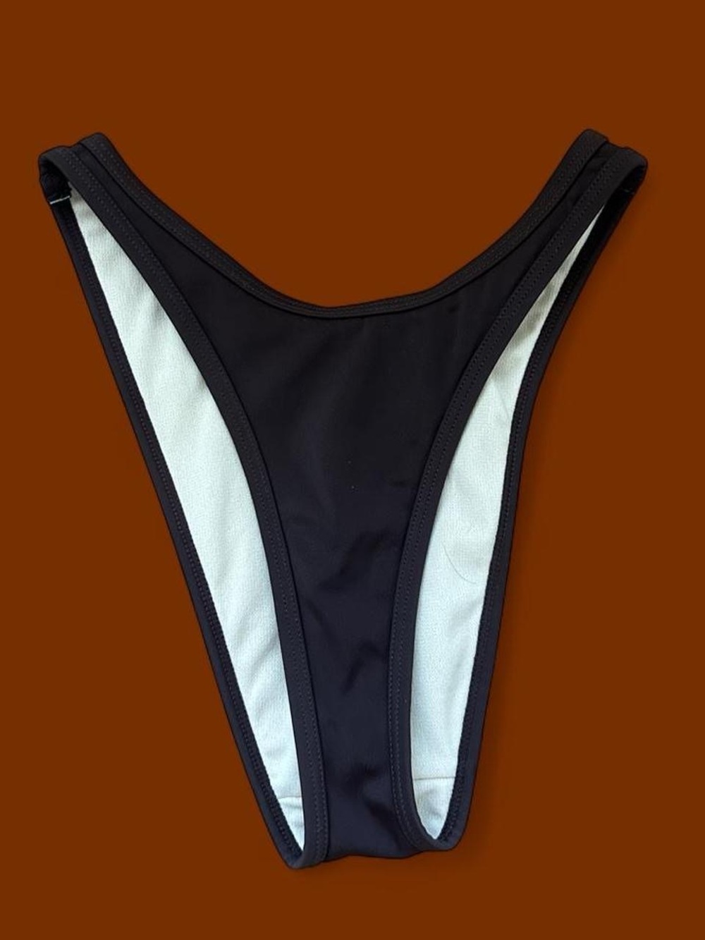 PacSun Brown High-Leg Bikini Bottom with White Lining